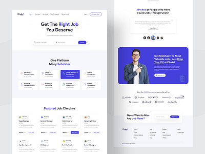 Chakri - Job Portal Landing page - v1 create job cv resume halal halal business halal design development hiring platform indeed job job application job board job finder job listing job portal job search job seeker job site professional services recruiting uiux design website design