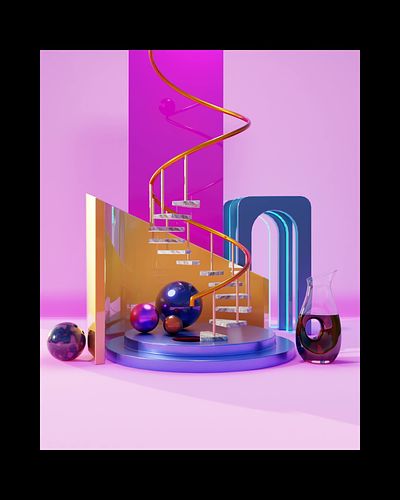 Magic stairs 3d animation blender blender3d cyclesrender design graphic design loop magic motion graphics render room