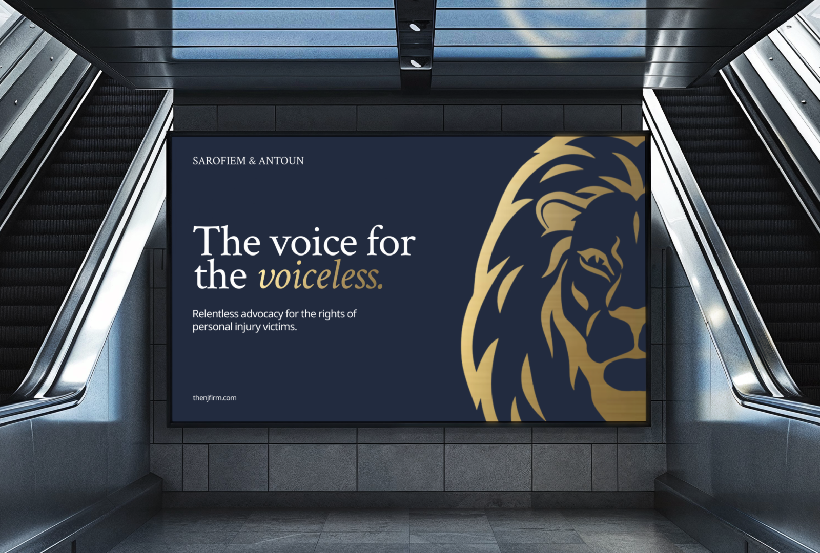 Sarofiem & Antoun Brand Identity Design Lawyer Firm - Subway AD advertising brand identity design branding corporate law firm lightspace logo mockup outdoor mockup sarofiem antoun subway