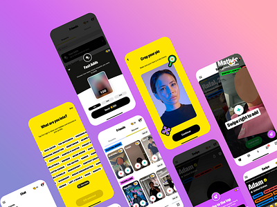 Social Discovery App app design community building hobbies ineterests interactive elements mobile app networking online connections social app social community social media ui design ui ux user engagement user interface ux design vibrant interface virtula friends visual yellow theme