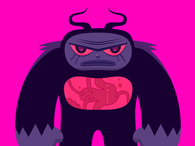 primordial alien animal cartoon character design dribbble horned illustration internal mascot monster organs x ray