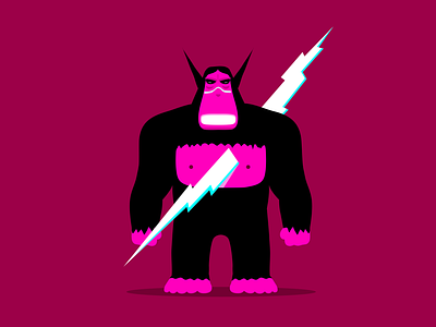 The Generationer animal black cartoon character design dribbble electricity fuel illustration lightning mascot monster pink power thunder bolt