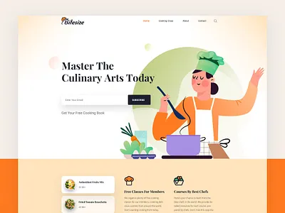 Bitesize - Cooking Class Website Template app bakery blogging branding chef chef portfolio cooking creative design food food blog logo recipe template ui ux vector