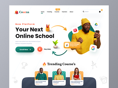 Educational Web Design concept courses design e learning educational graphic design homepage imran landing page landing page design minimal online class online courses online education orizon school ui web design web ui