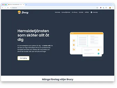 Brucy.se website - Build in Brucy CMS brucy company website landing page landingpage webdesign webpage website as a service