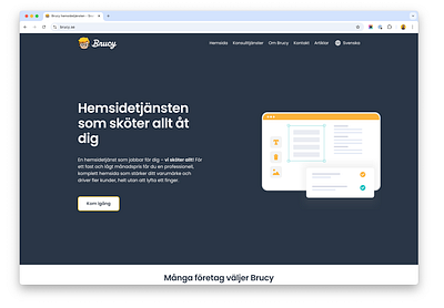 Brucy.se website - Build in Brucy CMS brucy company website landing page landingpage webdesign webpage website as a service