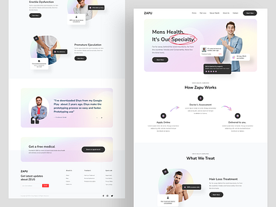 Men's Health Landing Page care health service healthcare landing page men health men treatment minimal ui design ux design web ui website