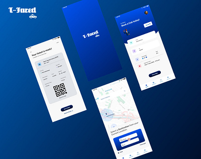 T-Fared (Cab Booking Application) adobexd design minimal ui ux