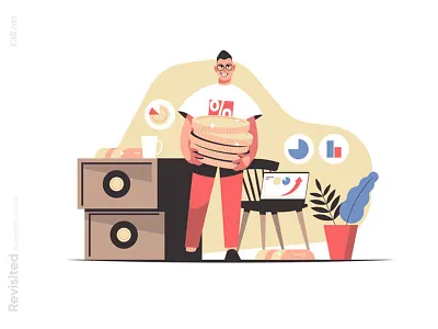 Businessman carry stack of coins illustration business character coin finance flat illustration investment kit8 man money safe stack vector