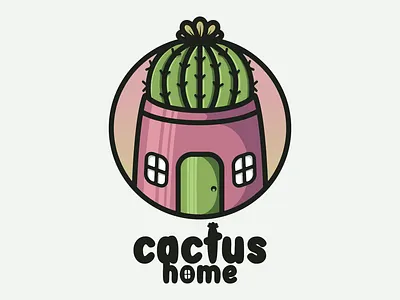 cactus home animation branding cactus design flat home house illustration logo typography ui ux vector