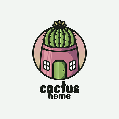 cactus home animation branding cactus design flat home house illustration logo typography ui ux vector