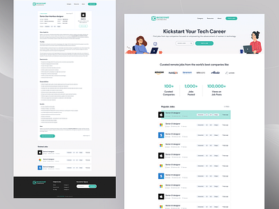 Kickstart Career Web Design career client illustration job kickstart landing page ridoy rock ui ux web wed design women