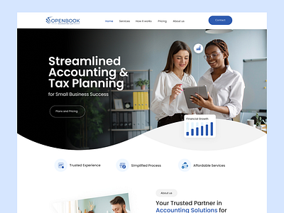 Accounting landing page accounting accounts book keeping business clean finance graph graphics gst icons landing page modern planning retirement returns solutions sucess tax uiux website