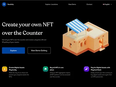 OTC NFT Landing Page 3d blockchain design landing page ui web
