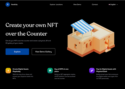 OTC NFT Landing Page 3d blockchain design landing page ui web