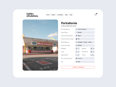 Fujifilmsimulations Recipe design fujifilm fujifilm x ui ux