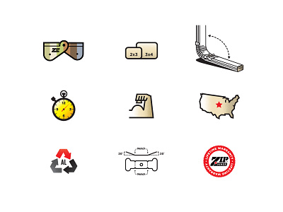 Zip Hinge Icon Set branding icons illustrations info graphics logos