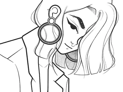 girl black and white cartoon character design comic drawing girl illustration line minimal monochrome pencil portrait procreate simple