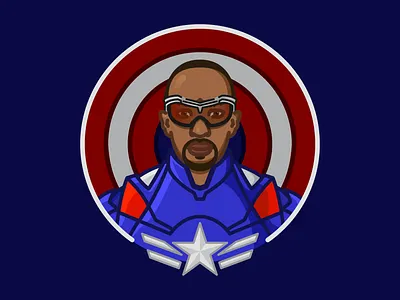 Brave New World america anthony mackie art avengers blue brave new world captain captain america disney fun illustration illustrator marvel modern red sam wilson the falcon vector illustration white