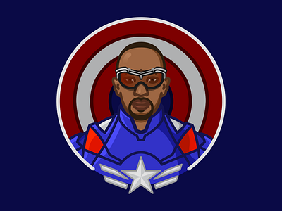 Brave New World america anthony mackie art avengers blue brave new world captain captain america disney fun illustration illustrator marvel modern red sam wilson the falcon vector illustration white