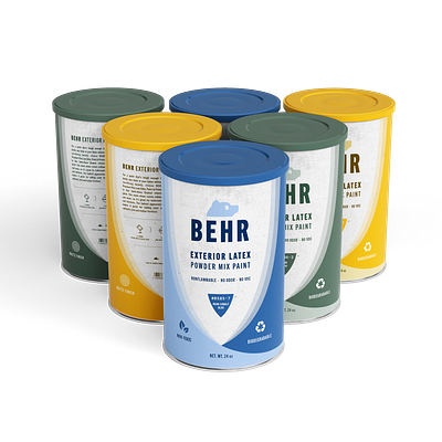 Sustainable Powder Mixed House Paints for BEHR behr package design packaging paint powder powder mix paint