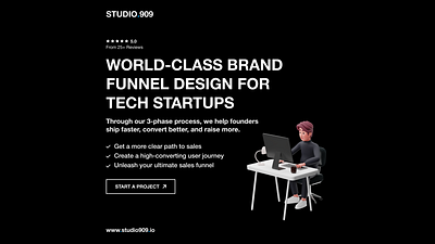 World Class Brand Funnel Design For Tech Startups Agency Landing agency brand branding call to action conversion convert cta design engagement funnel graphic hero home homepage illustration landing page logo studio visual identity website