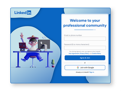 LinkedIn Signup Form Redesign branding design figma front end development graphic design illustration interface designer minimal typography ui ui design uiux designs ux vector web website