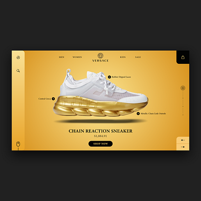 Versace Chain Reaction Sneaker (Concept) android app branding chainreaction design graphic design illustration jimaar jimaarofficial logo minimal shoes typography ui ux vector versace web webdesign website