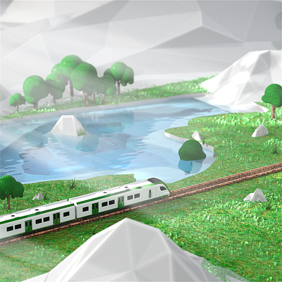 Sustainable Train 3d animation cinema 4d design graphic design motion motion design motion graphics painter railway redshift substance texture train