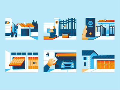 EffeRoma - Website illustrations 1 barrier car character dealer design door flat garage gate geometric house illustration installation van