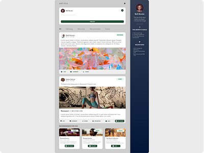 ART/FUL • A social media platform for artists dailyui design social media ui ui ux ui design uidesign uiux website