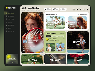 Sports Platform: Tennis Social Network dashboard facebook game golf golf app instagram interface network product shorts social media sport sport widgets tennis tennis app tennis widgets ui ux web web app