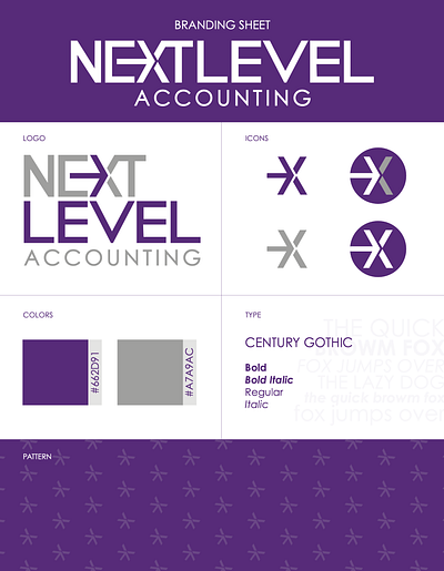 Branding Sheet Next Level Accounting branding graphic design logo