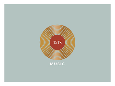 1517 Music branding circular design gold gradient grooves identity lines logo minimal record records