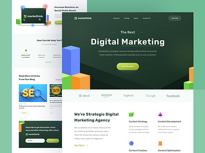 Digital Marketing Website agency branding business clean company content design digital marketing header landing page marketing promotion seo services social media startup ui ux web design website