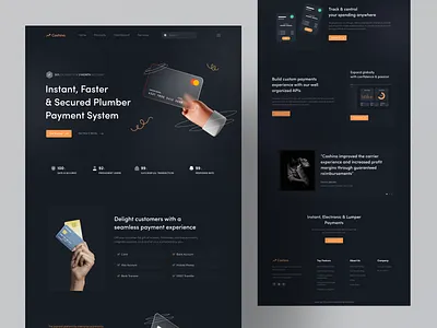 Cashino - Payment System Landing Exploration 2020 trend agency landing page agency website all black card clean ui dark design illustration landing page landingpage logo modern payment popular product design trending uidesign uiux