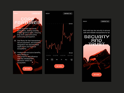The Rocky crypto token app app design application chart crypto crypto app crypto application crypto token design graphic design ios mobile token token crypto token design top token design ui ux