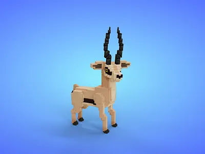 Voxel African Animals - Antelope - Game Asset 3d 3d model african animal animals antelope cartoon fantasy game asset isometric lowpoly savanah stylized voxedit voxel voxel art voxels