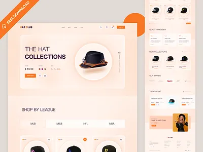 Freebie - Shopify Hat Landing Page UI design ecommerce food website hat hat landing page interface landing page minimal product page shopify shopify homepage shopify landing page shopify store store ui ux website website design woocommerce