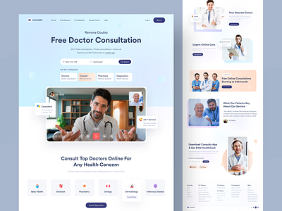 Medical Website Landing Page Design - Consulto biotech clinic construction consultant doctor app doctors halal health healthcare hospitals landing page medical medical care medical landing page medicine mental health nasim uiux web website