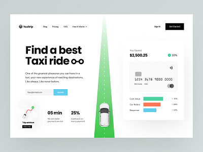 Taxi-Trip Header booking find taxi header header design header ui landing page modern header modern webdesign ride taxi taxi booking travel trendy header trip uber ui uihut uiux ux web design