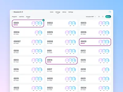 ion Admin Groups admin app cards clean dashboard graphic design groups manage minimal product design status table ui ui ux web