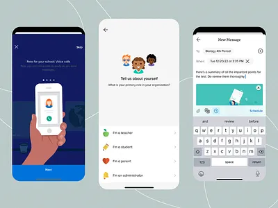 School Messenger App administrators communication app educational app homework innovative design mobile messenger modern ui parents reporting school app school interface school messenger school news student app student engagement student reminder teacher app test user experience voice call