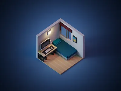 My old room in voxels 3d concept fun illustration lightning magicavoxel render trend voxel voxelart wip