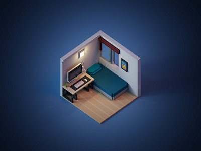 My old room in voxels 3d concept fun illustration lightning magicavoxel render trend voxel voxelart wip