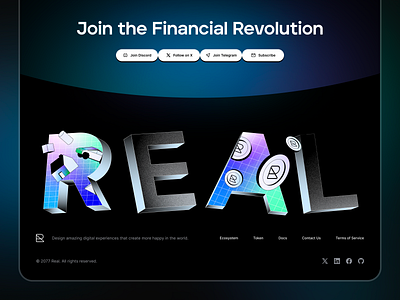 Footer for Web3 blockchain coins crypto finance fintech footer illustration landing page money portal real assets tech to the moon ui uiux web web3 website