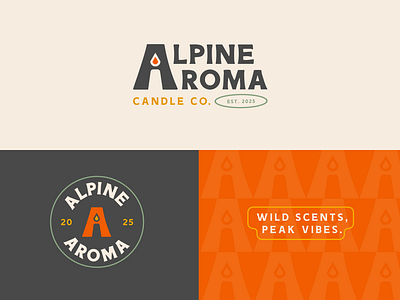 Alpine Aroma Candle Co. - Brand Identity + Logo Design alpine aroma brand identity branding candle candle branding candle company logo candle logo company logo logo design logodesign logos nature outdoor brand outdoor lifestyle outdoor logo design outdoors vector wild