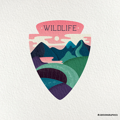 Wildlife Badge Illustration adventure badge camping design emblem illustration logo textured textures vector vintage wildlife