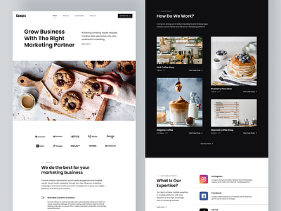 Compra - Digital Agency Website agency beverages business company digital food landing page management market marketing media minimal partner partnership photography social trending ui web web design