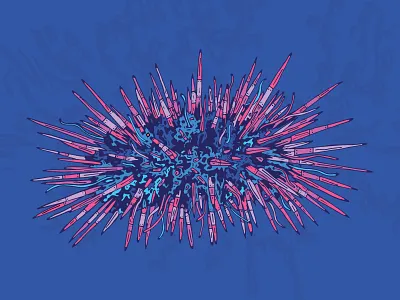 Purple Sea Urchin (Biomechanical) biomechanical creature collection design graphic design illustration ocean oregon patterns pen drawing purple sea urchin sea sea creature sea urchin stickers vector west coast